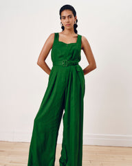 Rania Belted Linen Blend Jumpsuit - Jardin