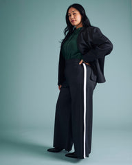 PowerPonte Denim Stephanie Pants - Charcoal with Black/White Stripe