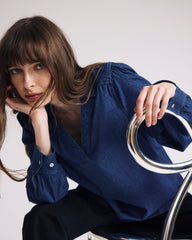 Maisie Cotton Chambray Blouse - Vintage Indigo