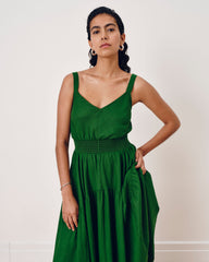Ruby Smocked Linen Blend Sundress - Jardin