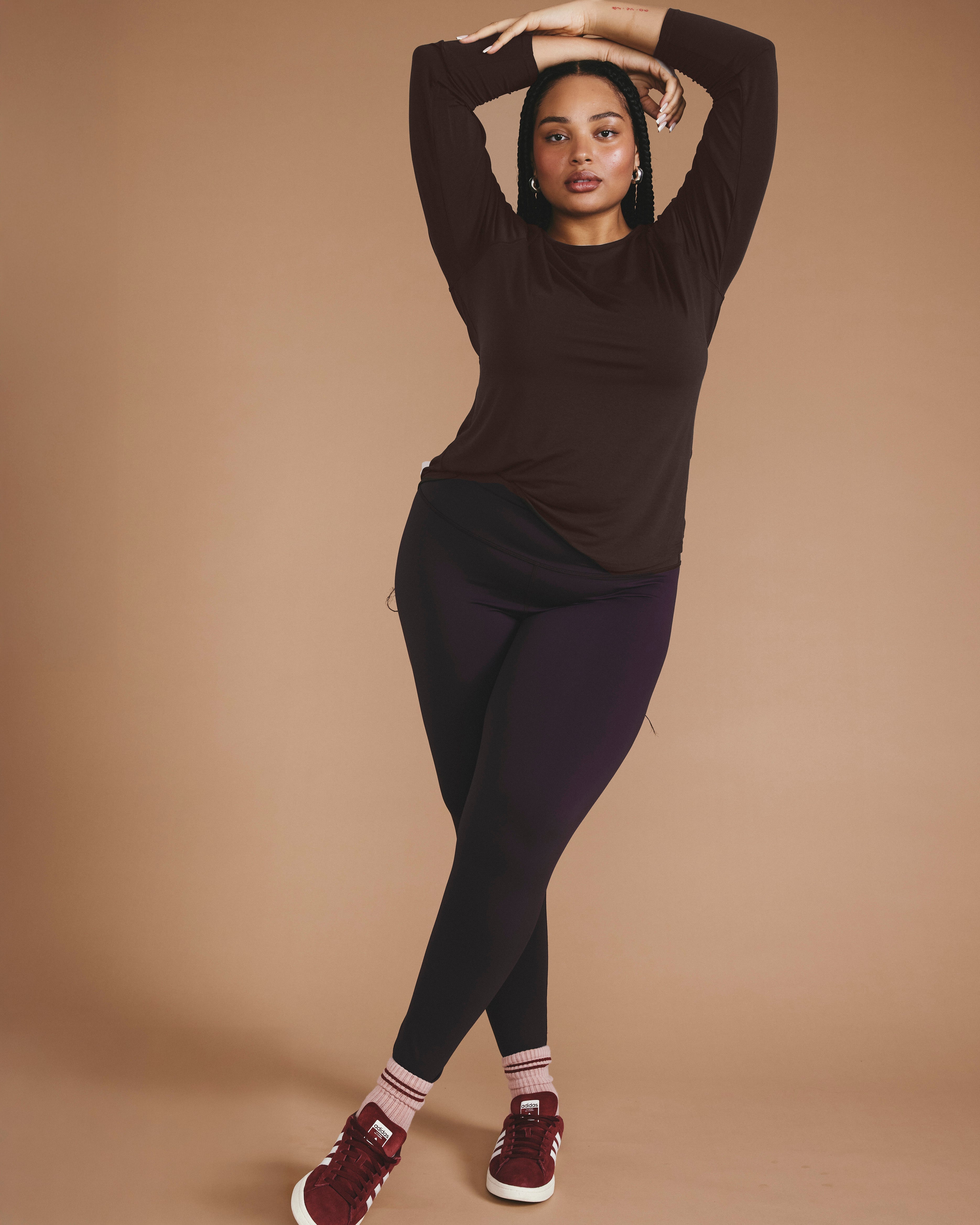 Mia Long Sleeve Movement Tee - Deep Brown