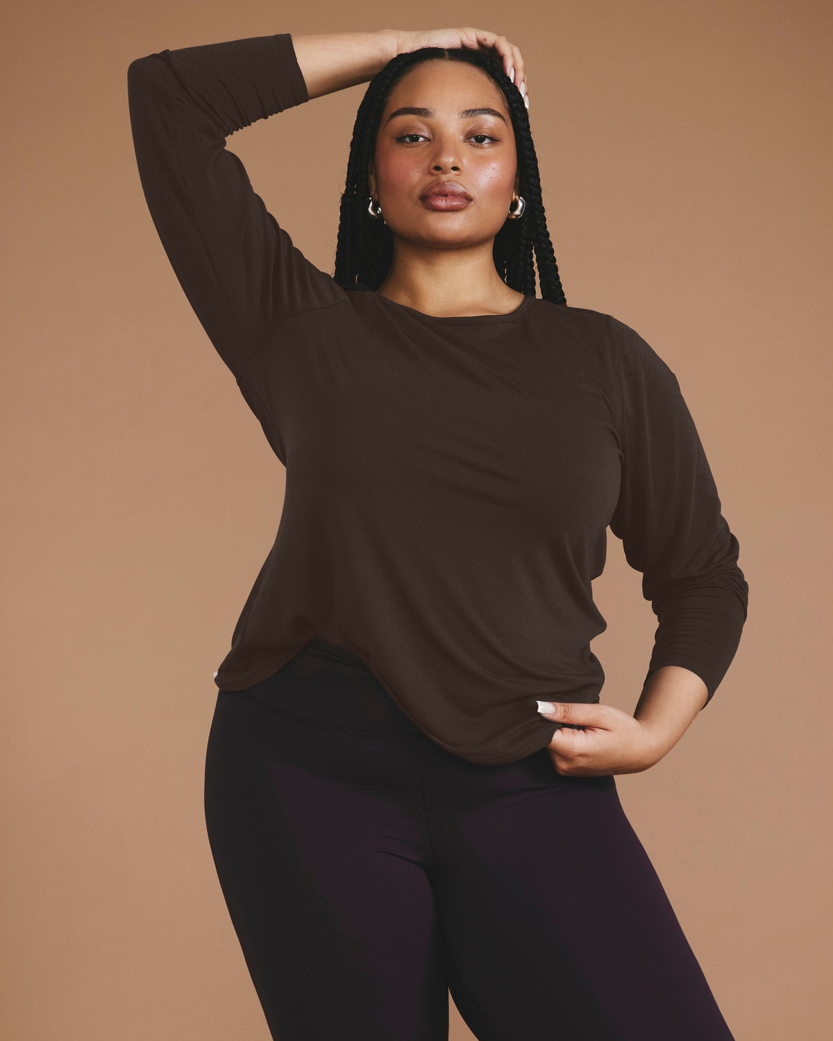 Mia Long Sleeve Movement Tee - Deep Brown