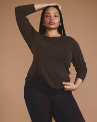 Mia Long Sleeve Movement Tee - Deep Brown