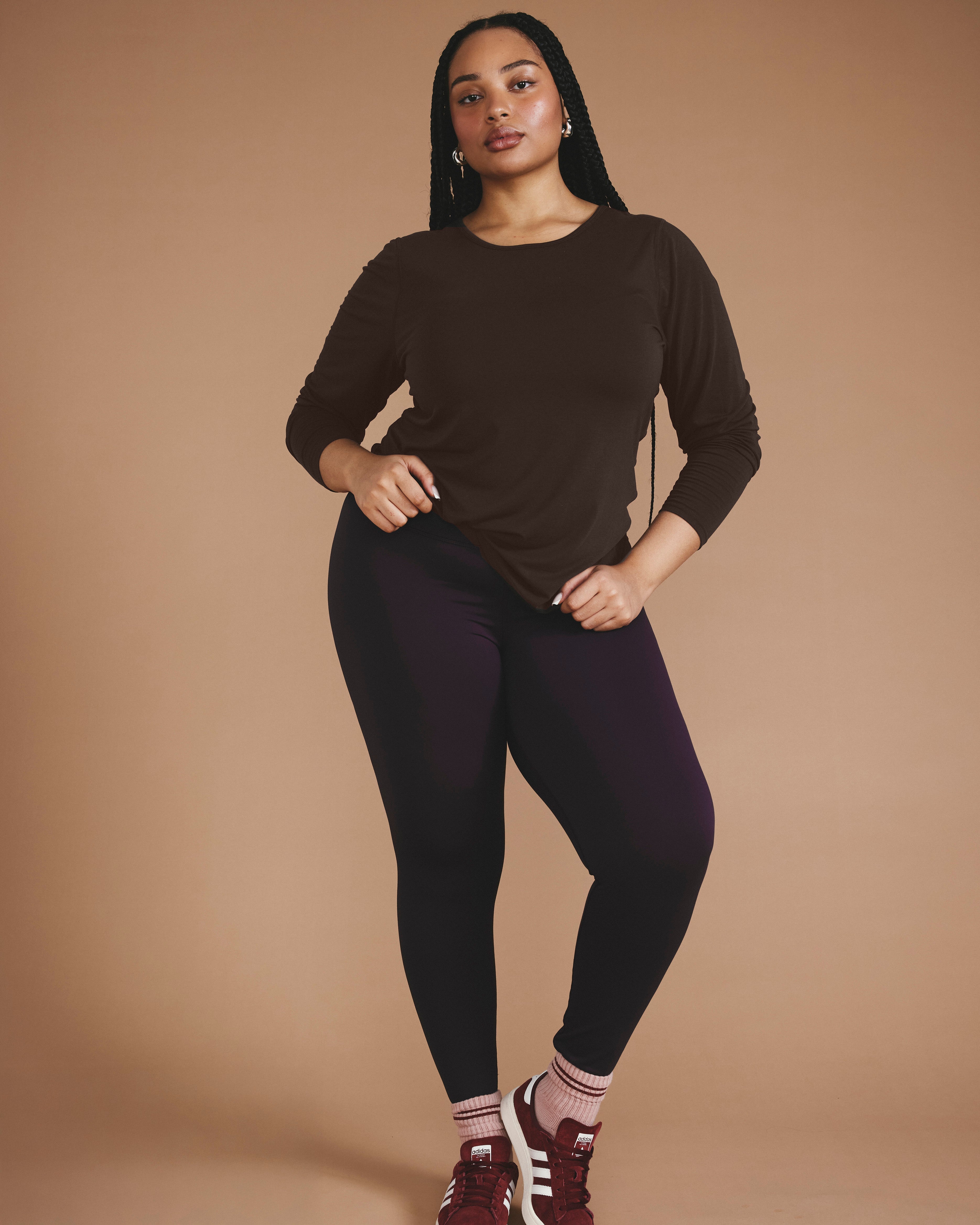 Mia Long Sleeve Movement Tee - Deep Brown