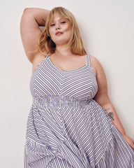 Ruby Smocked Linen Blend Sundress - Lilac Stripe Print