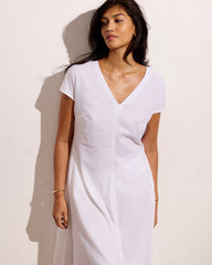 Louvre Bow Back Linen Blend Dress - Bright White