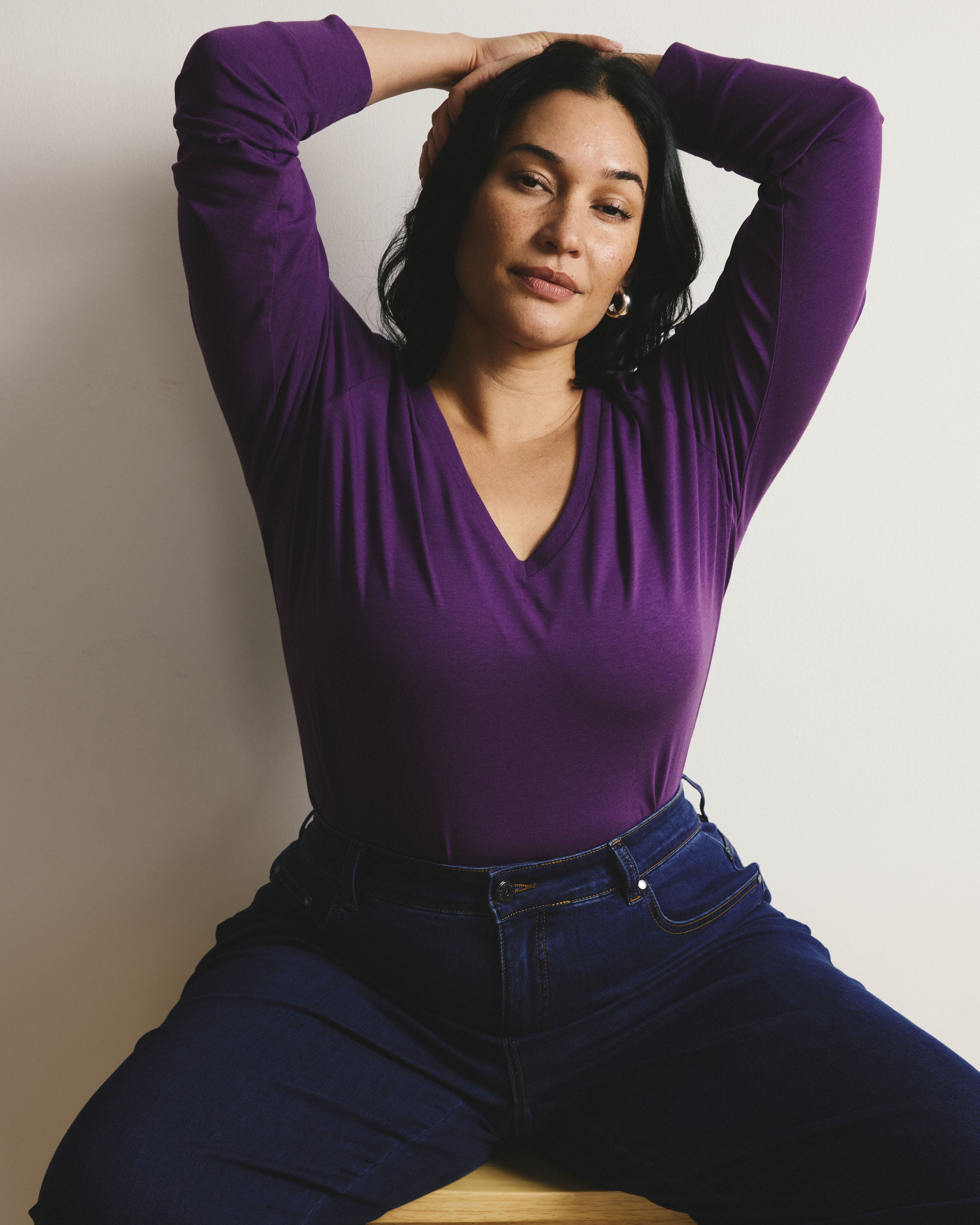 Long Sleeve V Rex - Grape