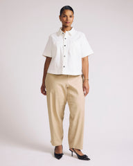 Flynn Short Sleeve Denim Shacket - White
