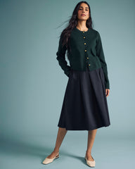 PowerPonte Denim Pleated Skirt - Charcoal