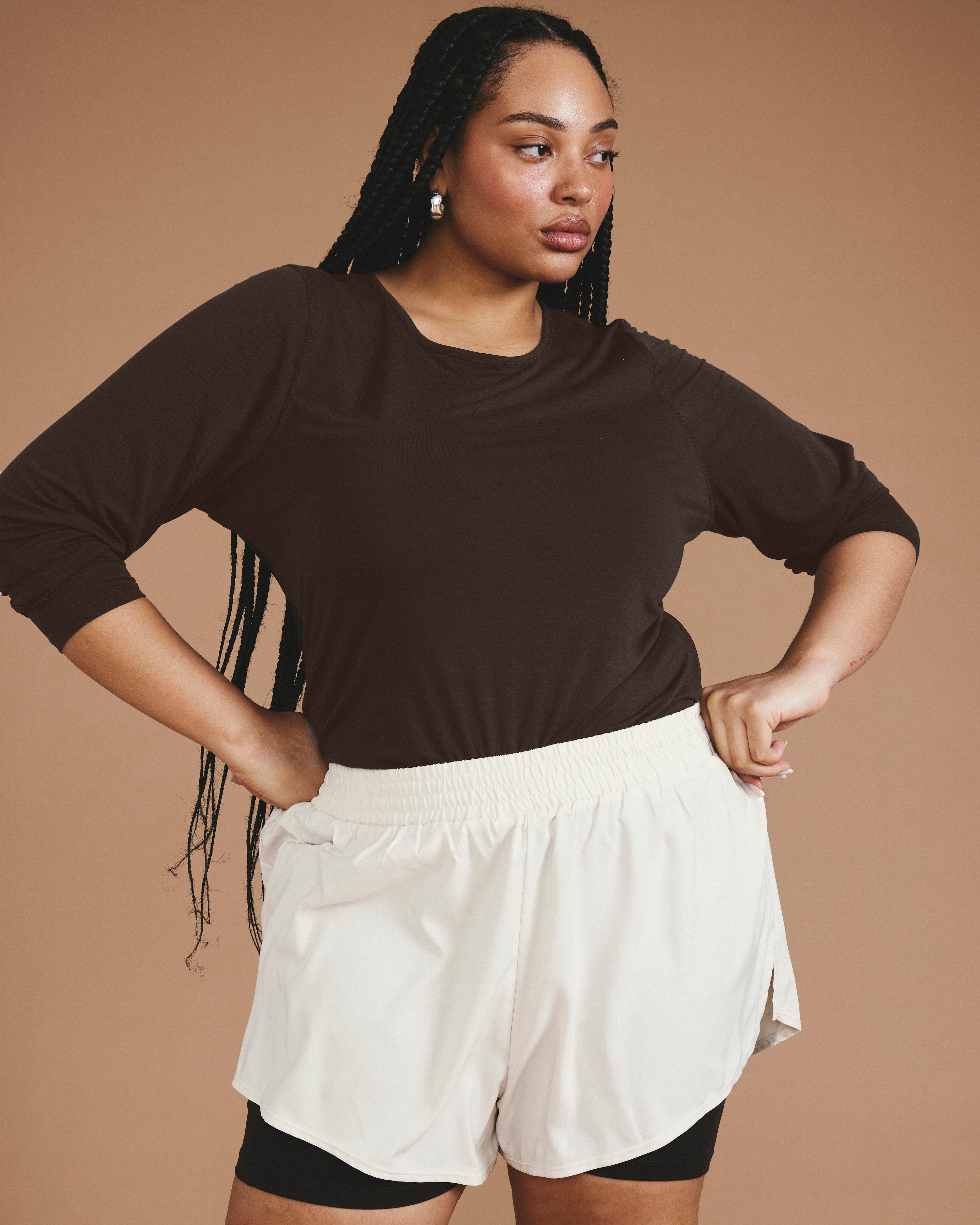 Mia Long Sleeve Movement Tee - Deep Brown