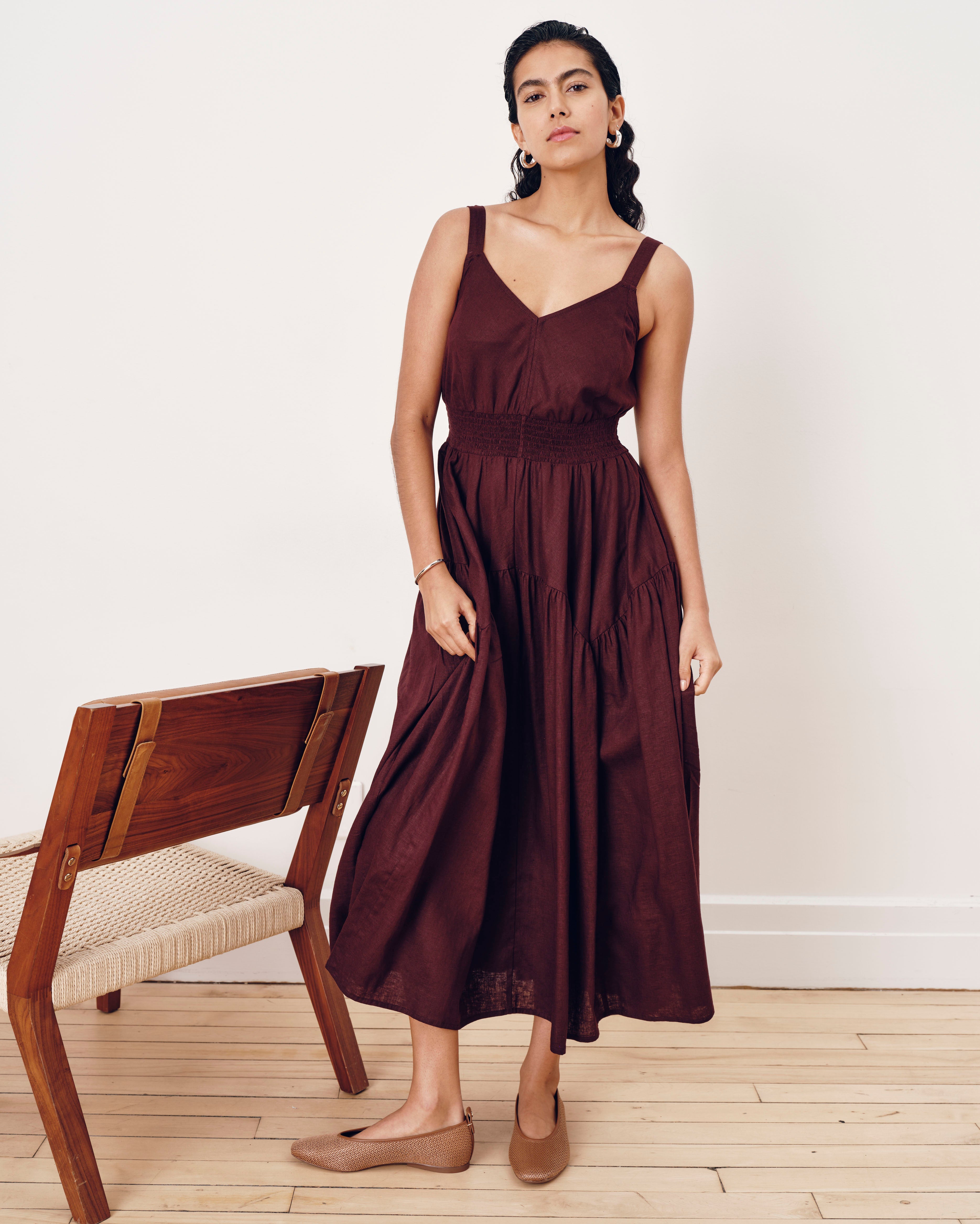 Ruby Smocked Linen Blend Sundress - Brulee