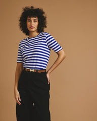 Maia Stovepipe Sleeve Tee - Hammersmith Blue/White Stripe