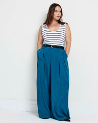 Palais Cooling Cupro Wide Leg Pant - Blue Beetle