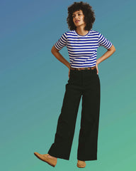 Maia Stovepipe Sleeve Tee - Hammersmith Blue/White Stripe