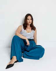 Palais Cooling Cupro Wide Leg Pant - Blue Beetle
