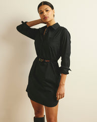 Stretch Poplin Rubicon Shirtdress - Black