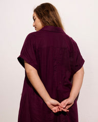 Sunshine Linen Blend Polo Dress - Acai