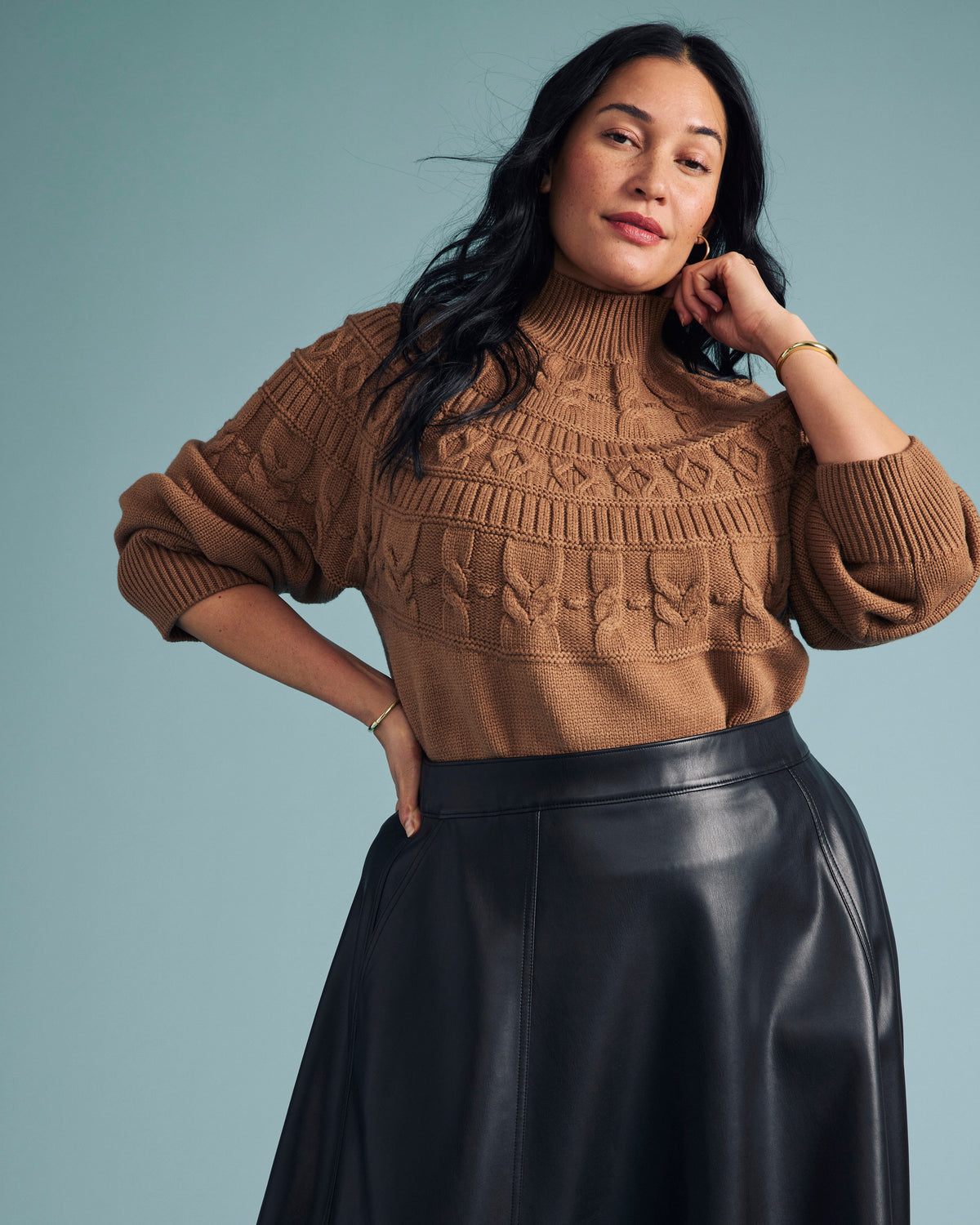 Safiya Cable Knit Sweater - Classic Camel