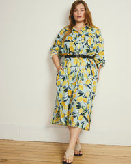 Odeon Linen Blend Shirtdress - Limoncello Print