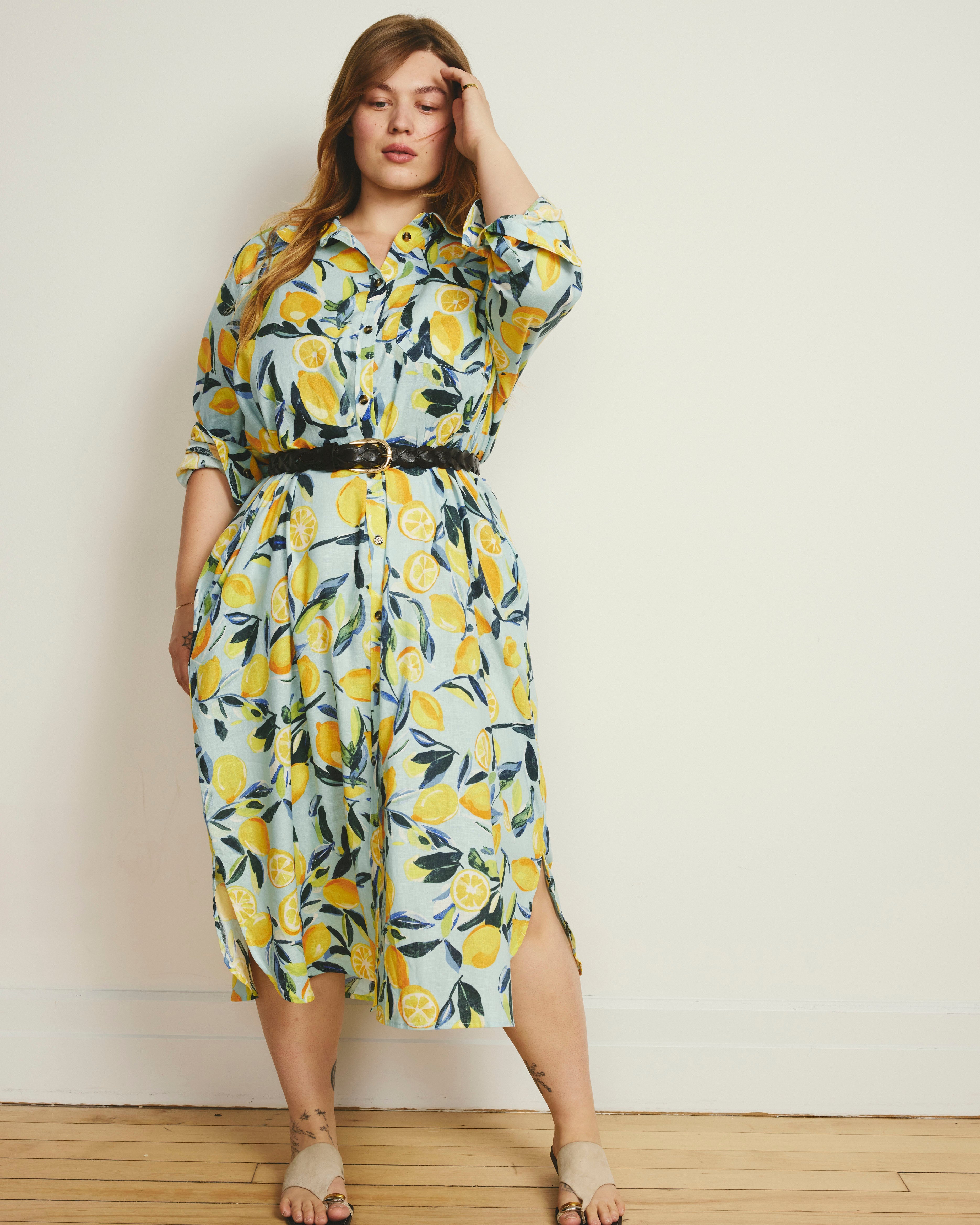 Odeon Linen Blend Shirtdress - Limoncello Print