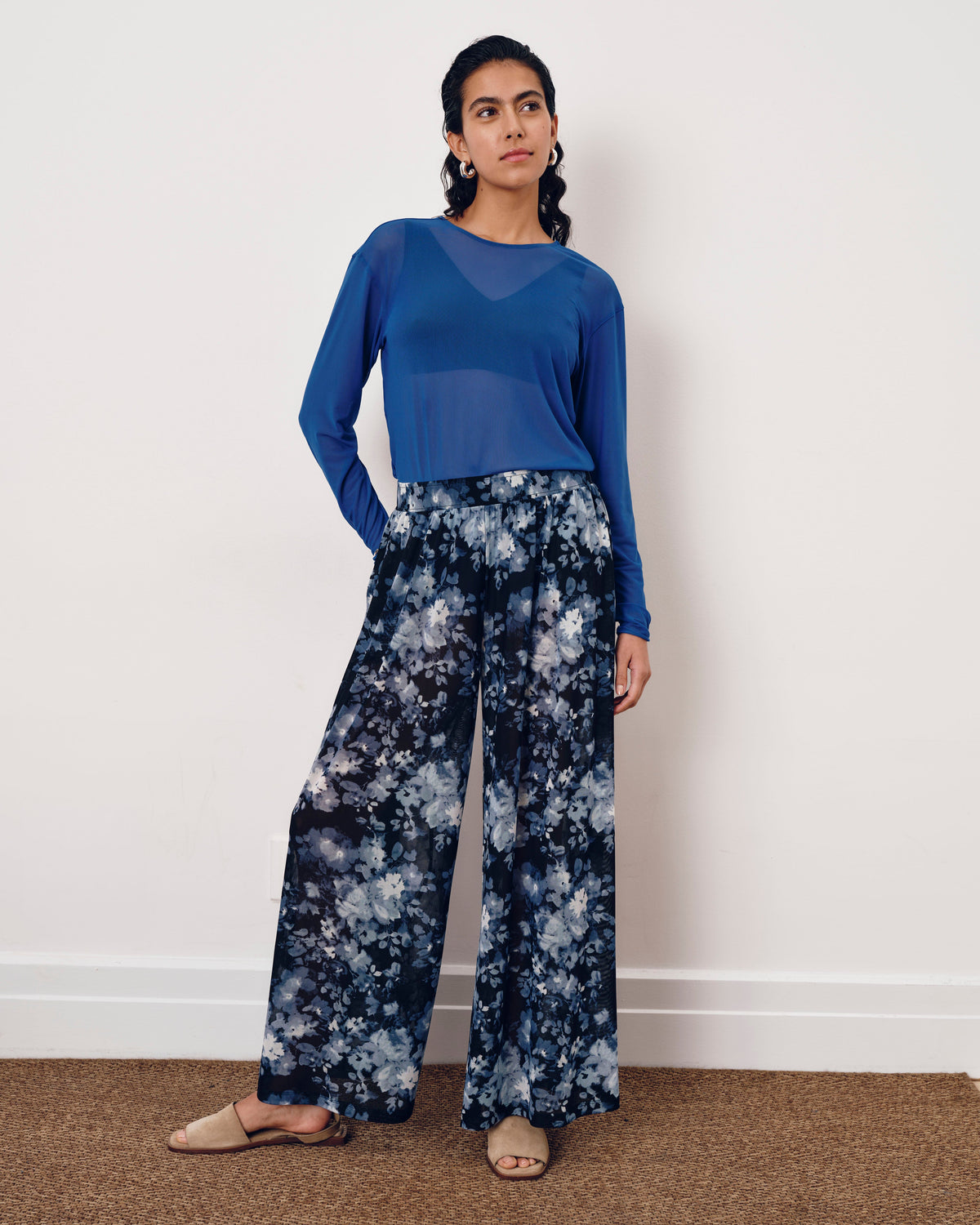 Thames Mesh Pants - Tumbling Bouquet Print