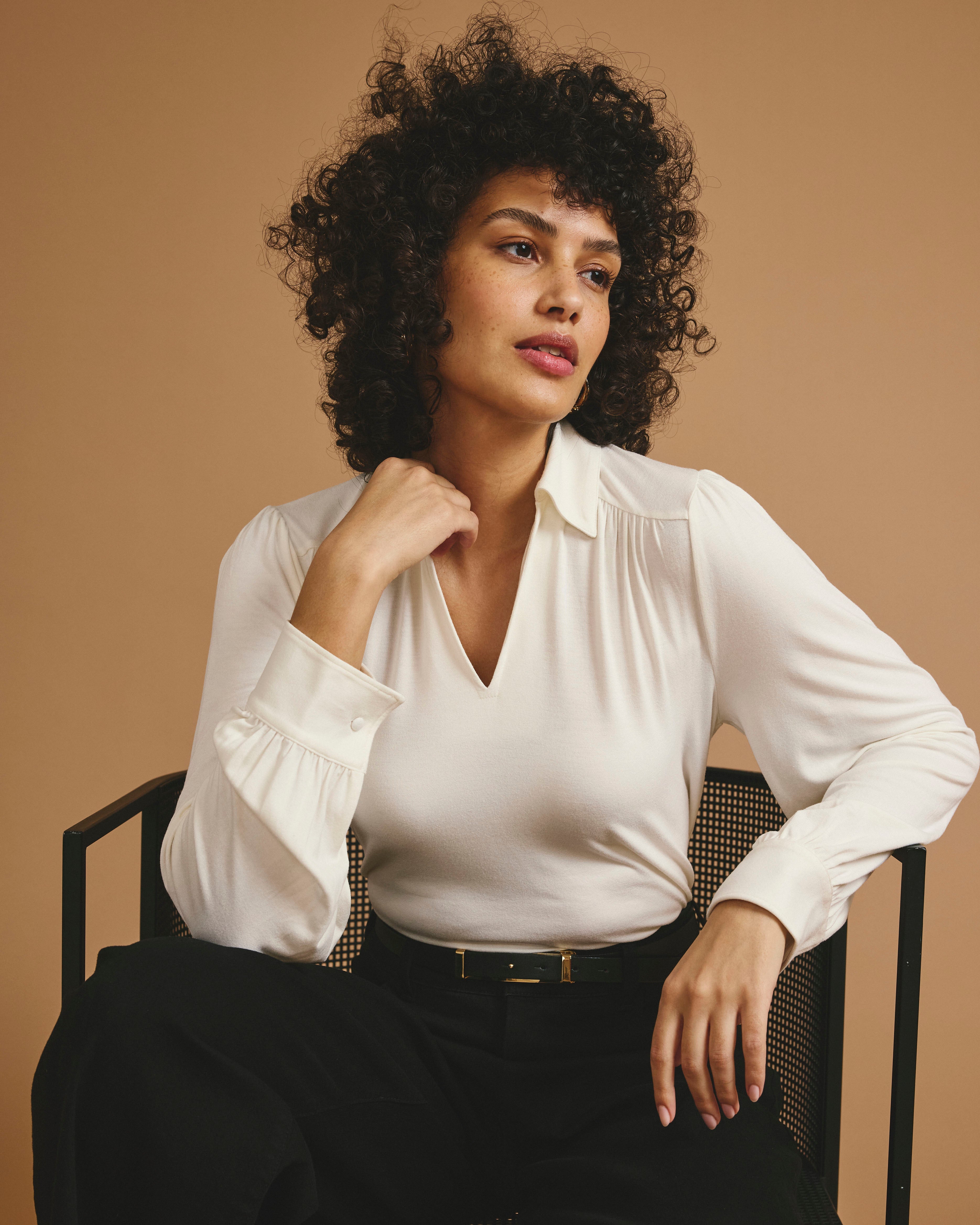 Moore Liquid Jersey Blouse - White