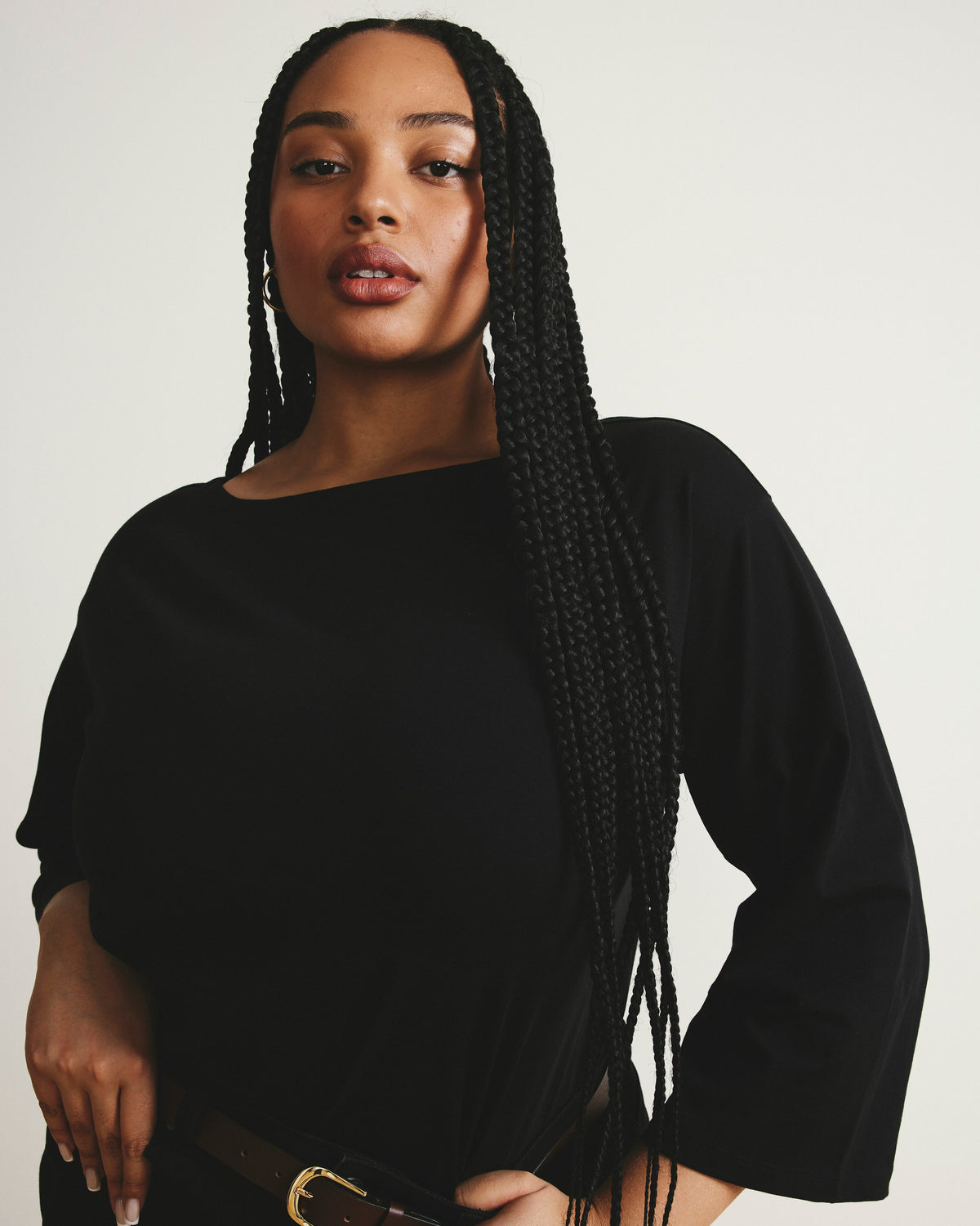 Montauk Breton Stripe Bell Sleeve Top - Solid Black