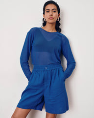 Thames Fog Top - Ultramarine