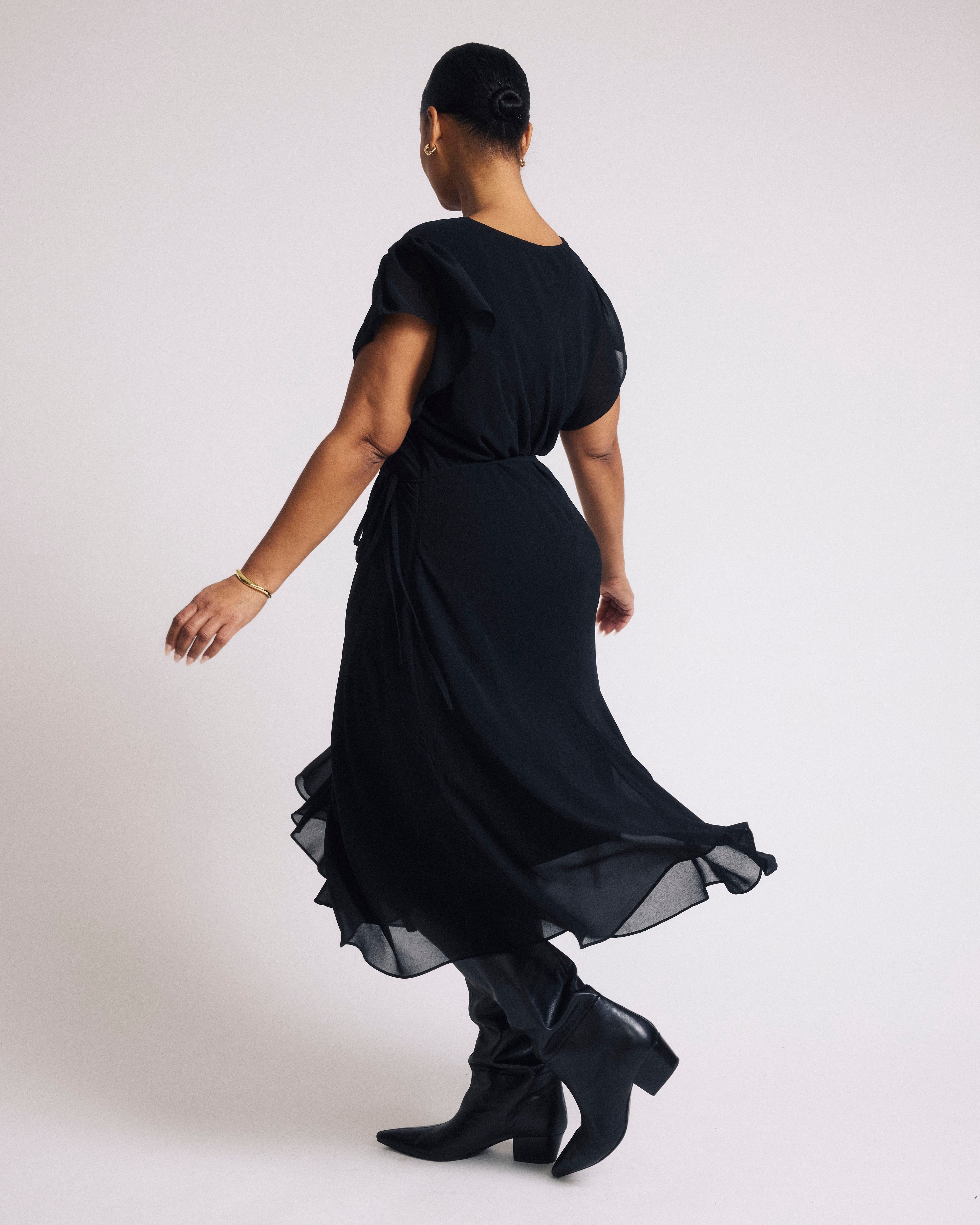Seville Chiffon Dress - Black