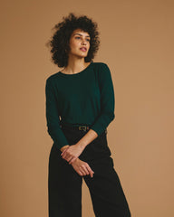 Joan Liquid Jersey Long Sleeve Top - Forest Green