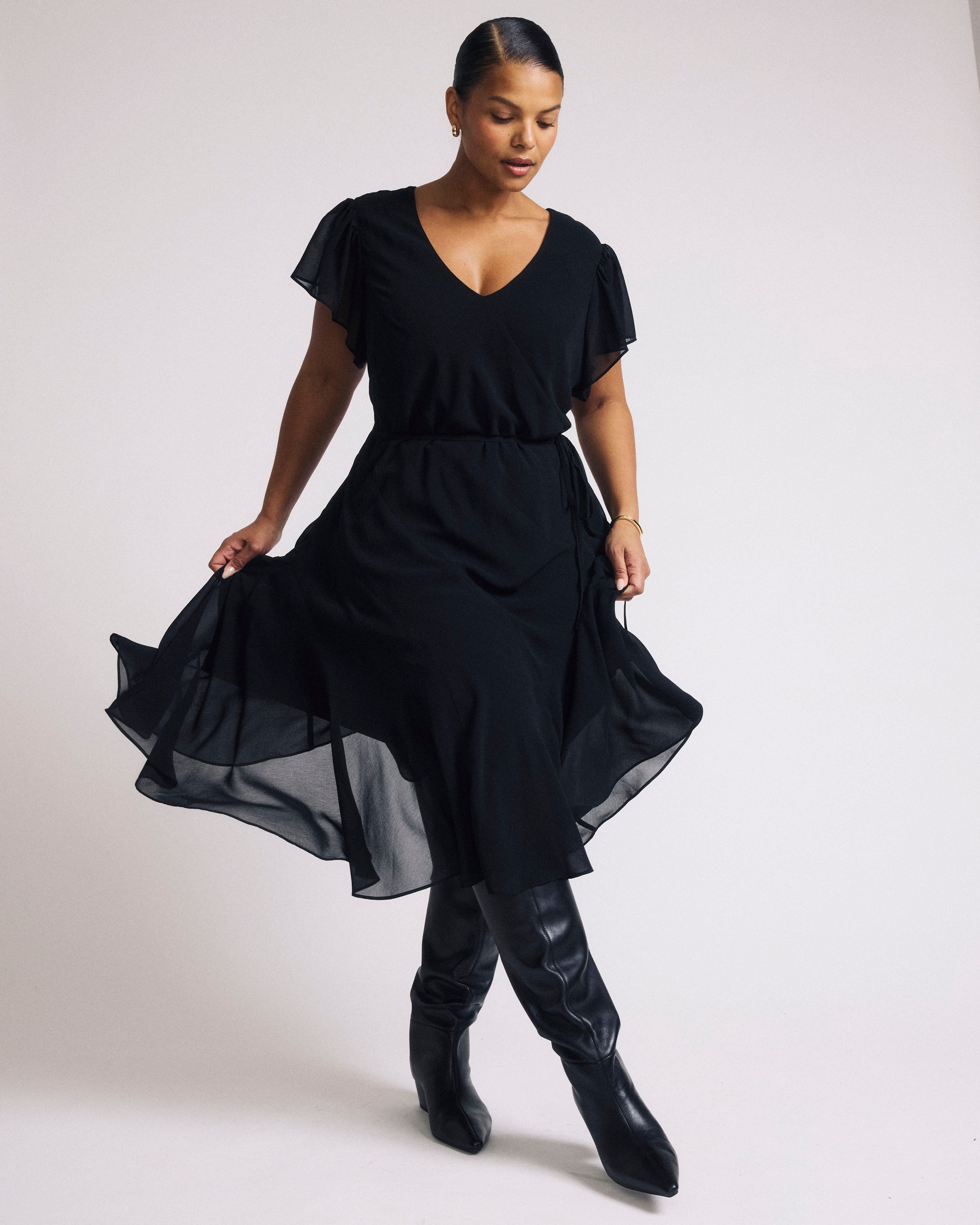Seville Chiffon Dress - Black
