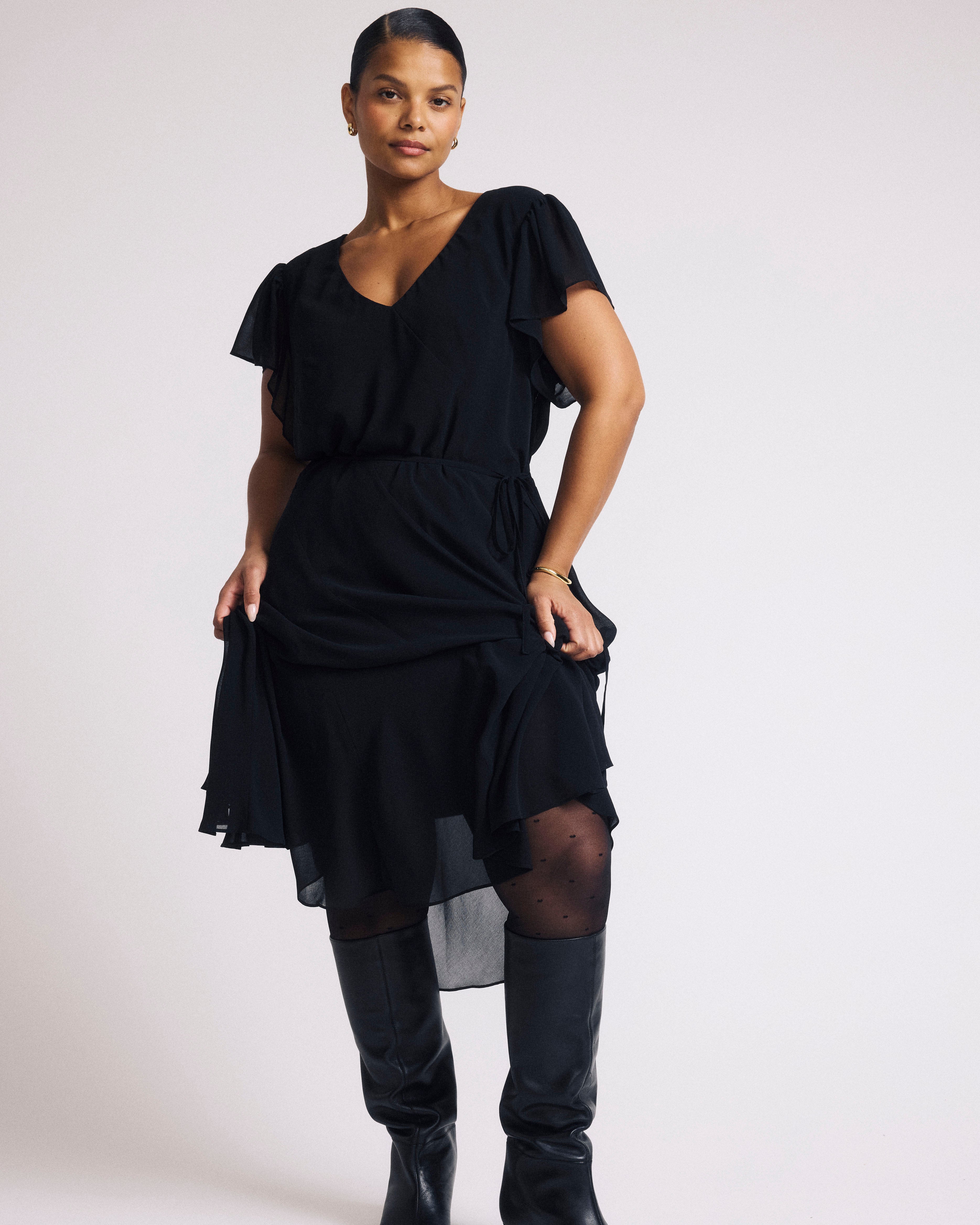 Seville Chiffon Dress - Black