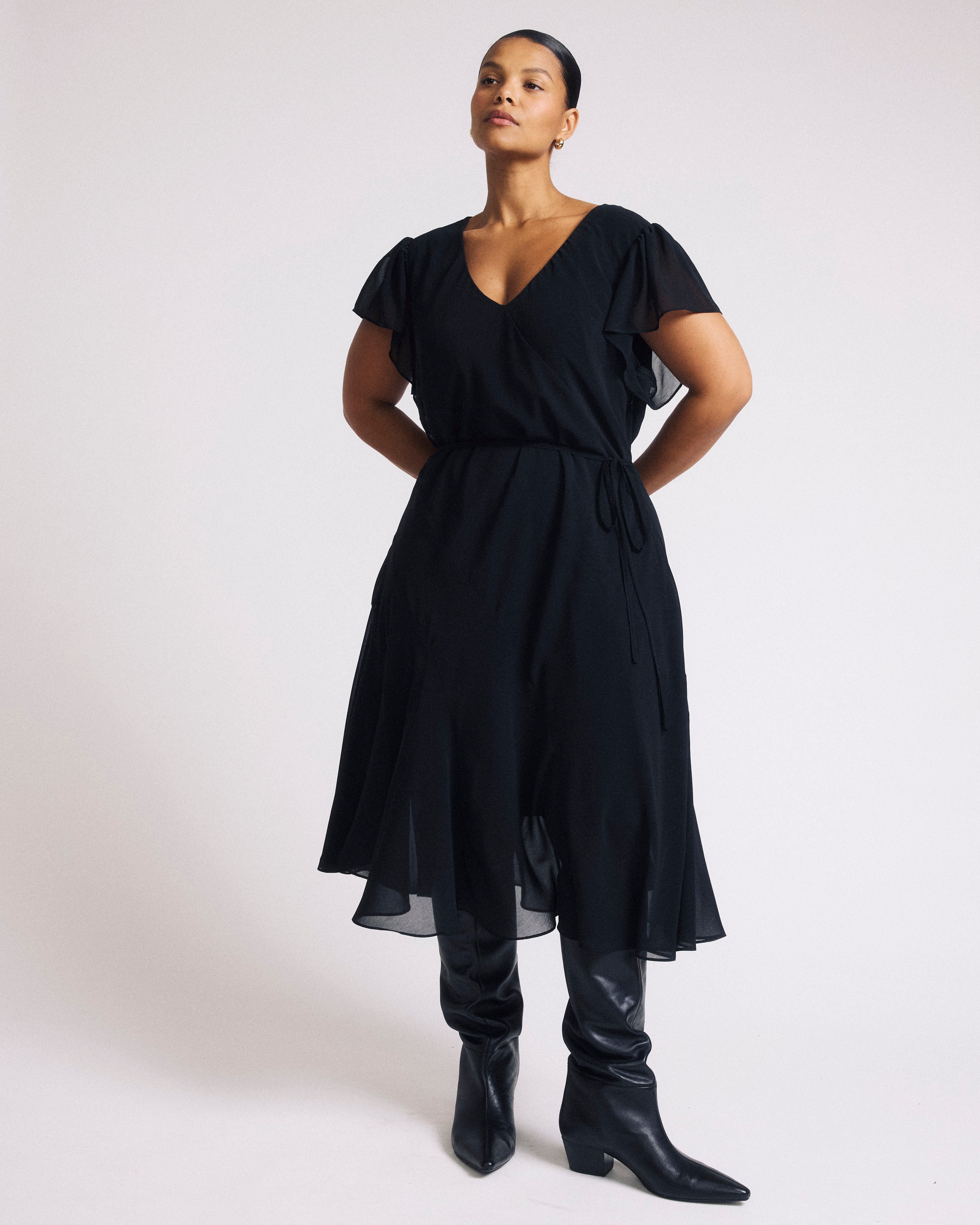 Seville Chiffon Dress - Black