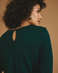 Joan Liquid Jersey Long Sleeve Top - Forest Green