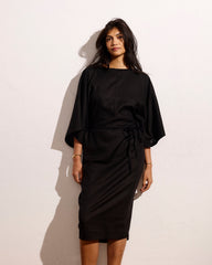 Lio Linen Blend Dress - Black