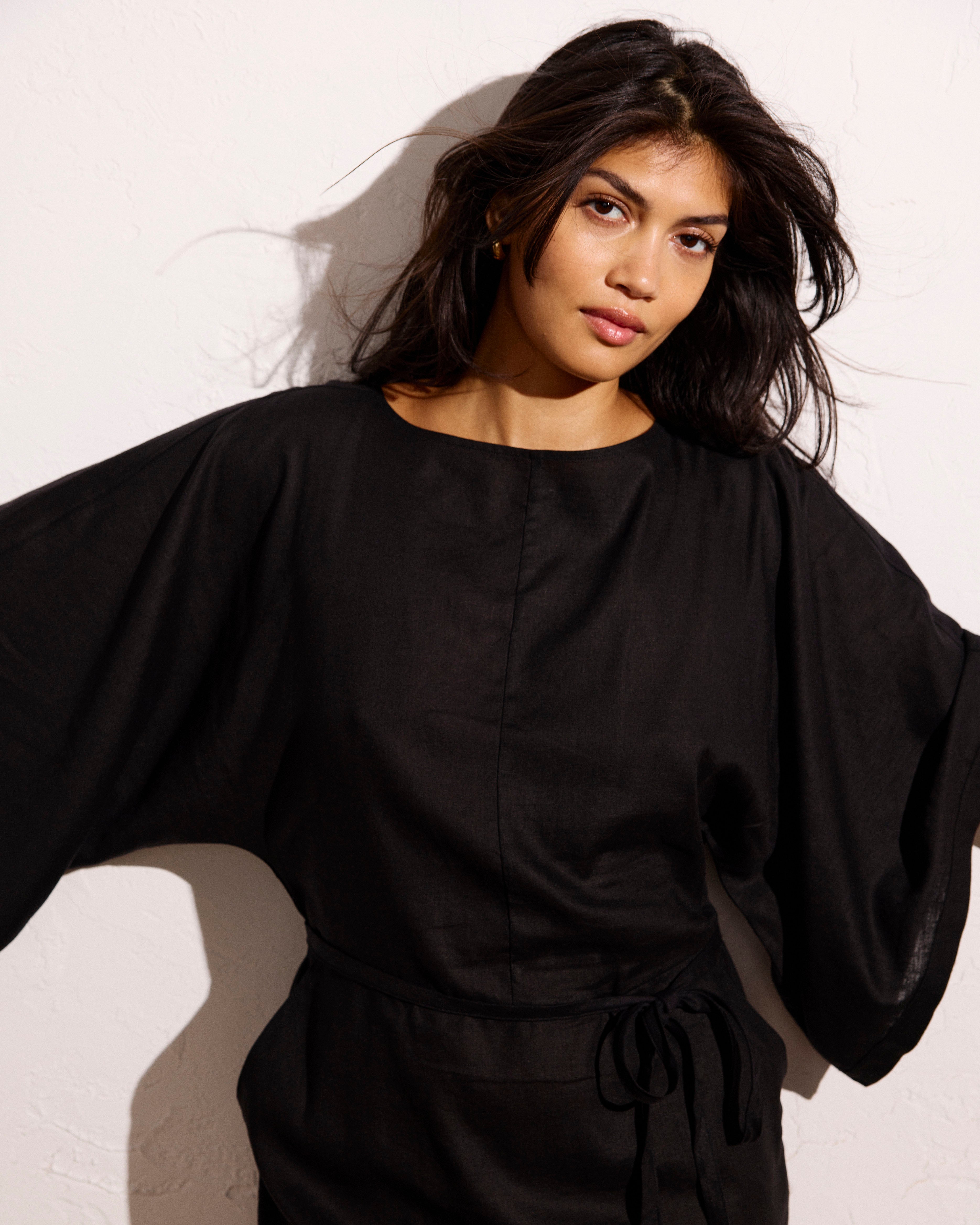 Lio Linen Blend Dress - Black