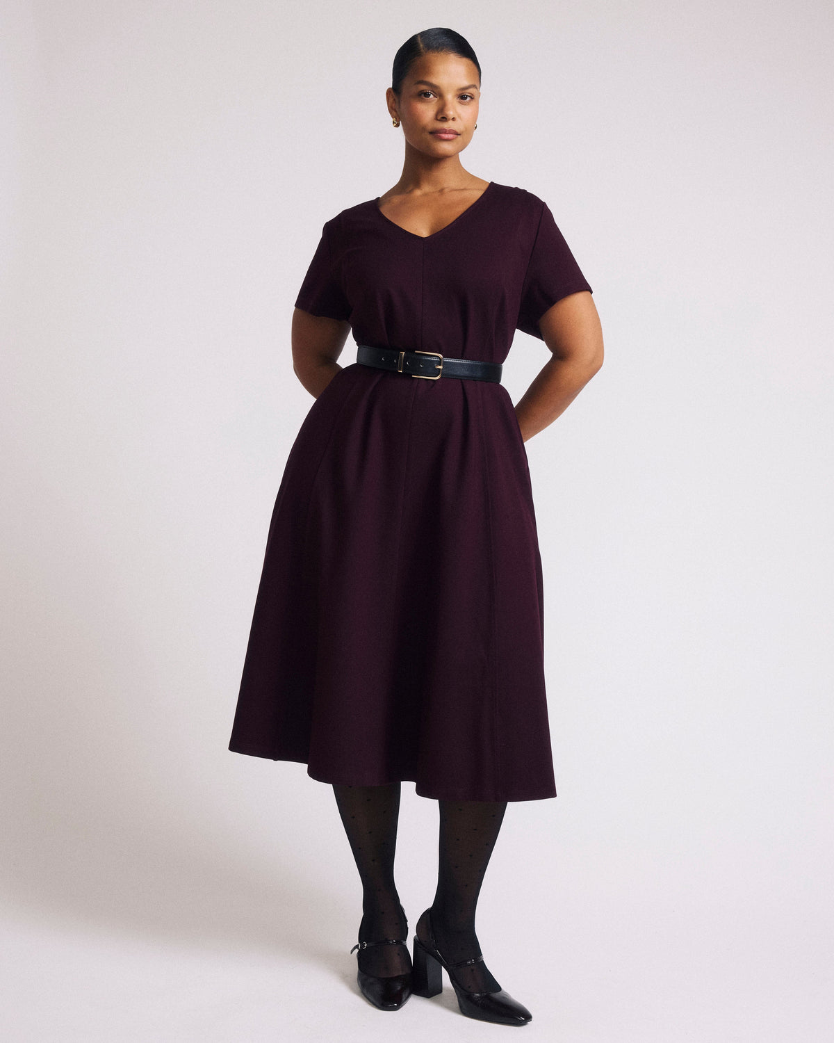 Lucinda Ponte Midi Dress - Black Cherry