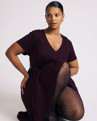 Lucinda Ponte Midi Dress - Black Cherry