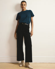 Breton Stripe Garcon Tee - Deep Teal/Black Stripe