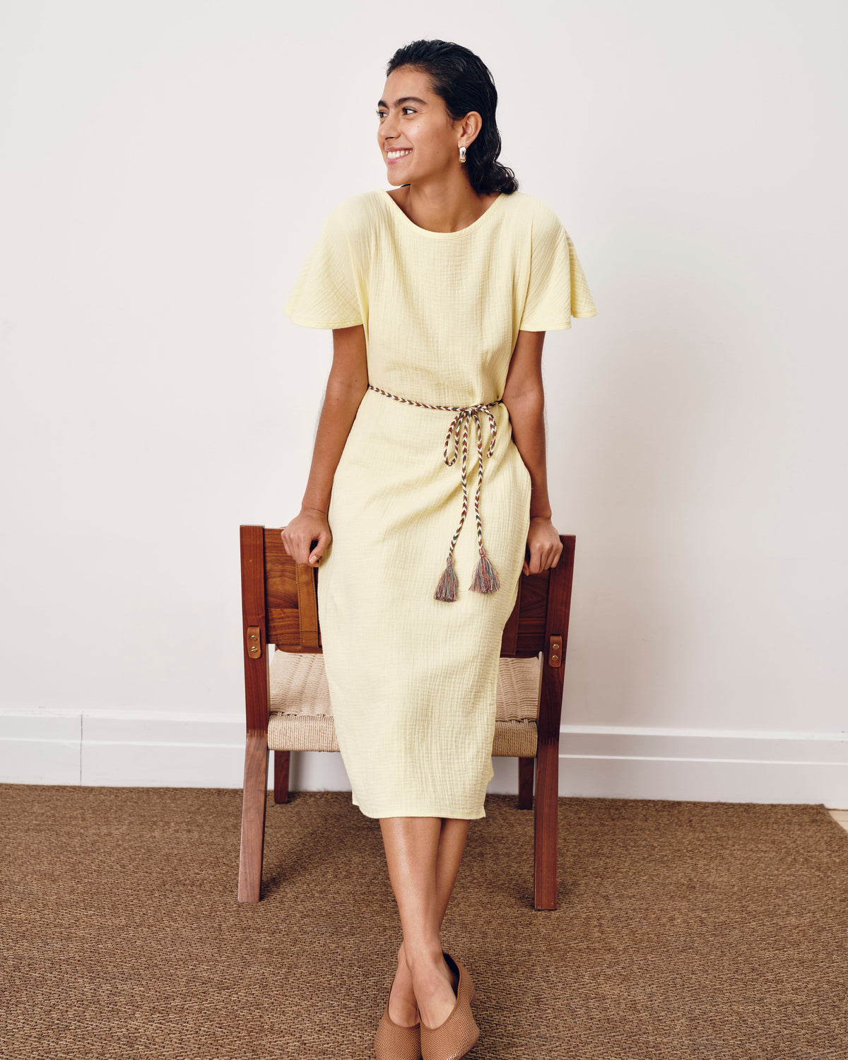 Luxe Cotton Gauze Beach Dress - Pale Daffodil