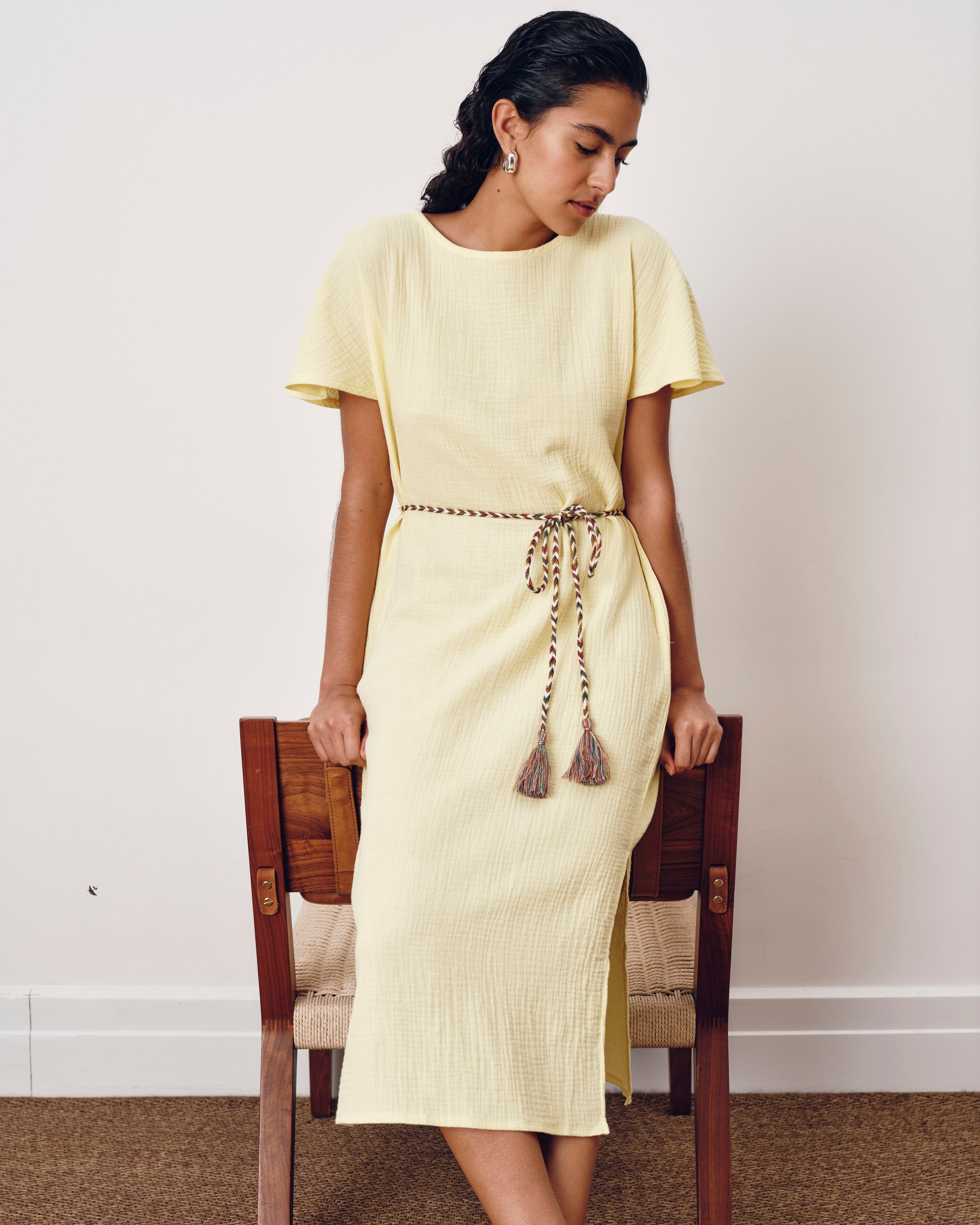 Luxe Cotton Gauze Beach Dress - Pale Daffodil
