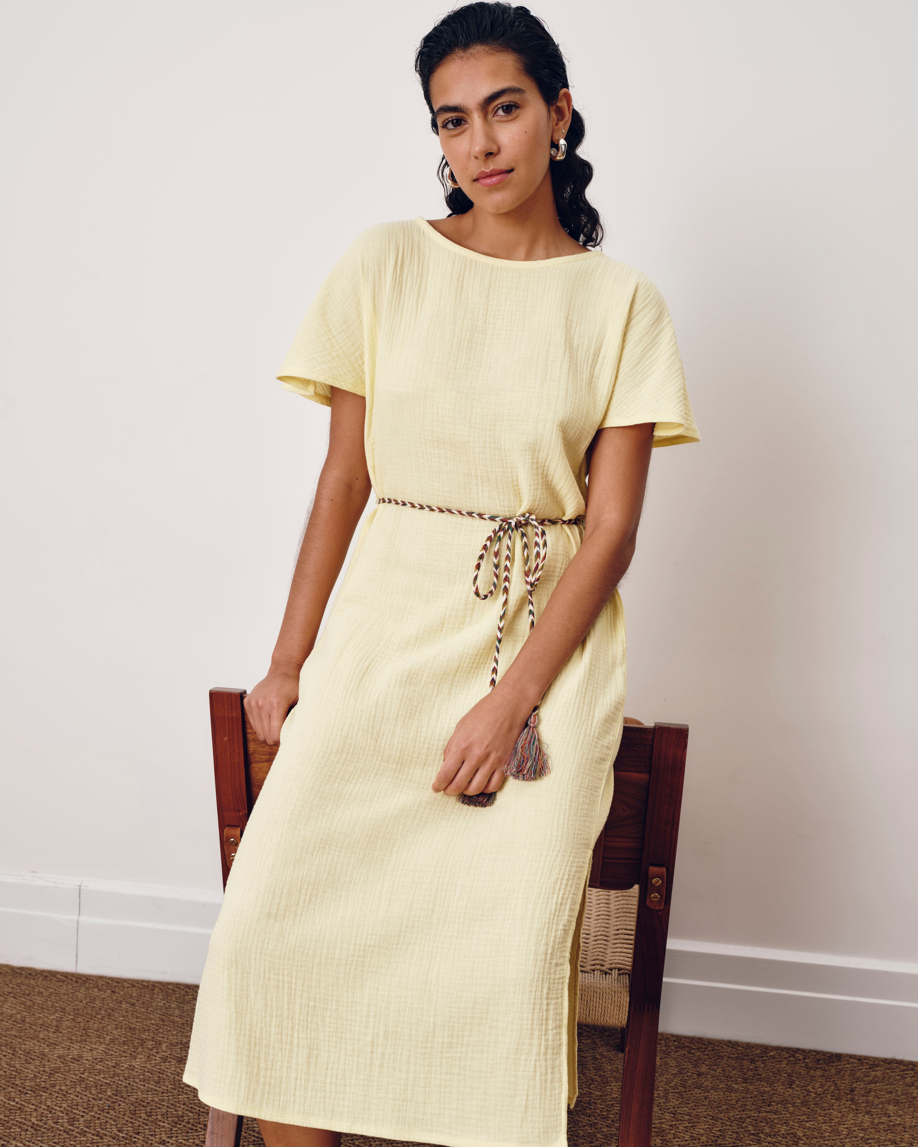 Luxe Cotton Gauze Beach Dress - Pale Daffodil