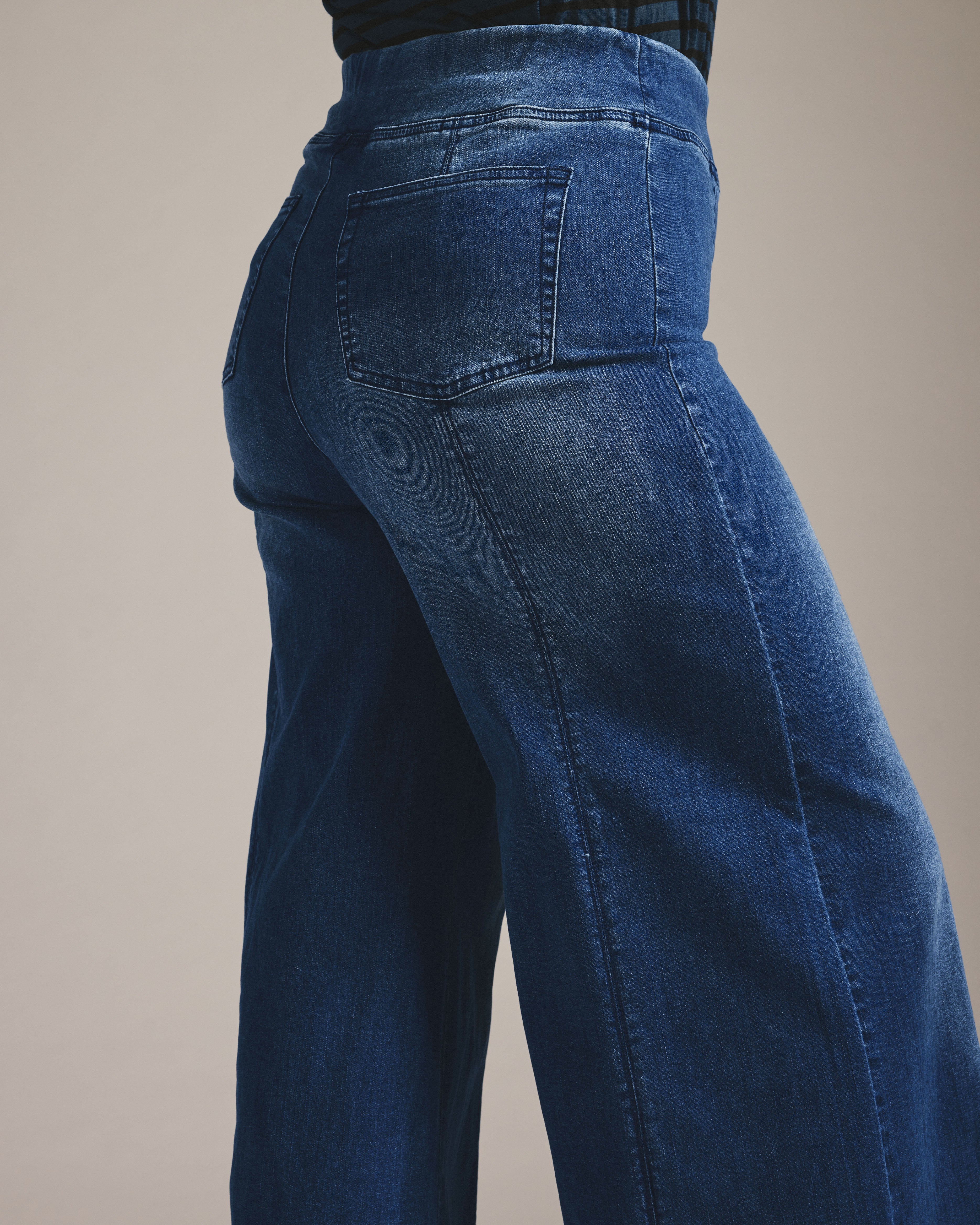 Olivia Pintuck Wide Leg Jeans - True Blue