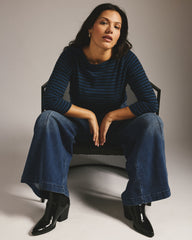 Belle Breton Stripe Jersey Tee - Deep Teal/Black Stripe