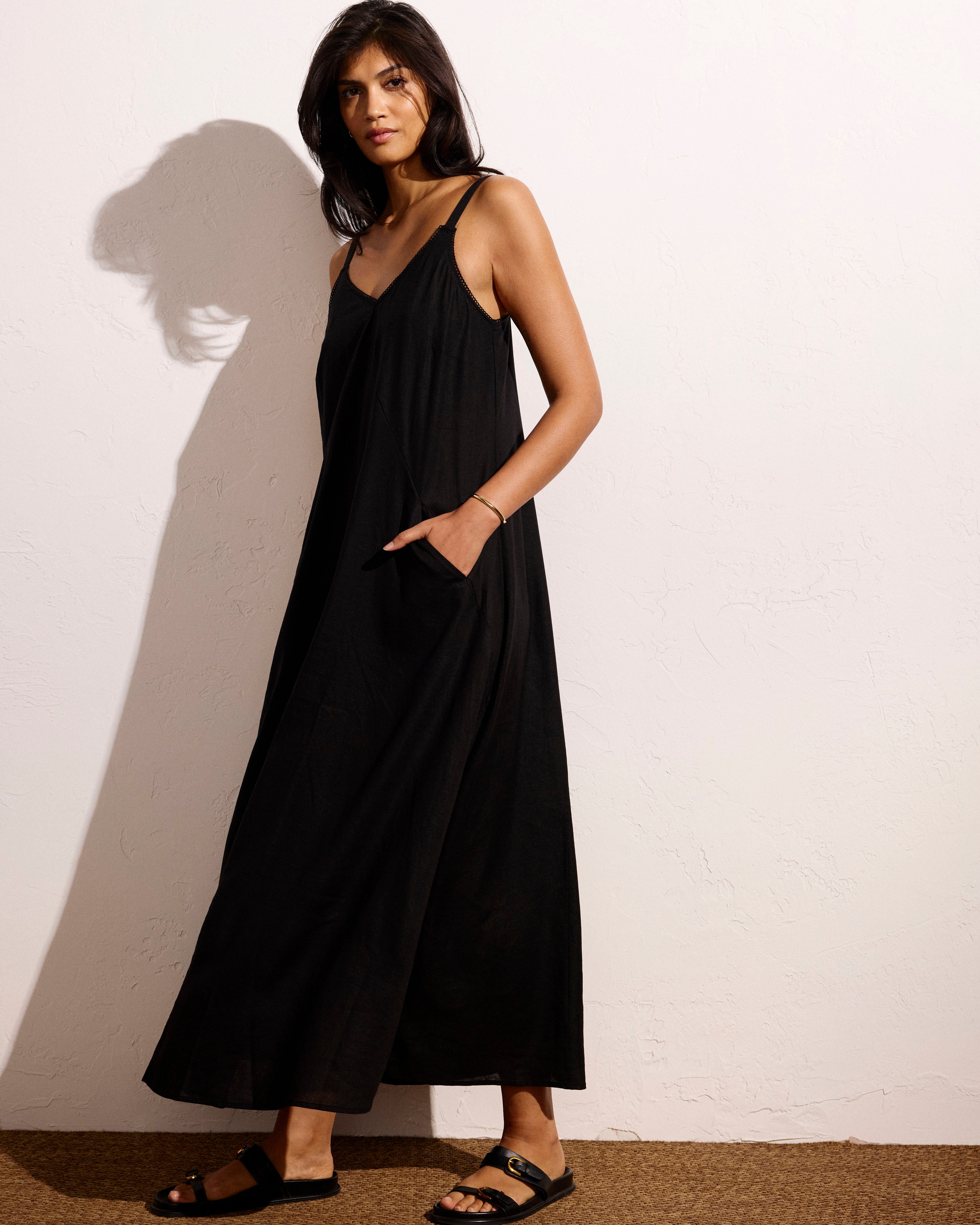 Kite Linen Blend Dress - Black