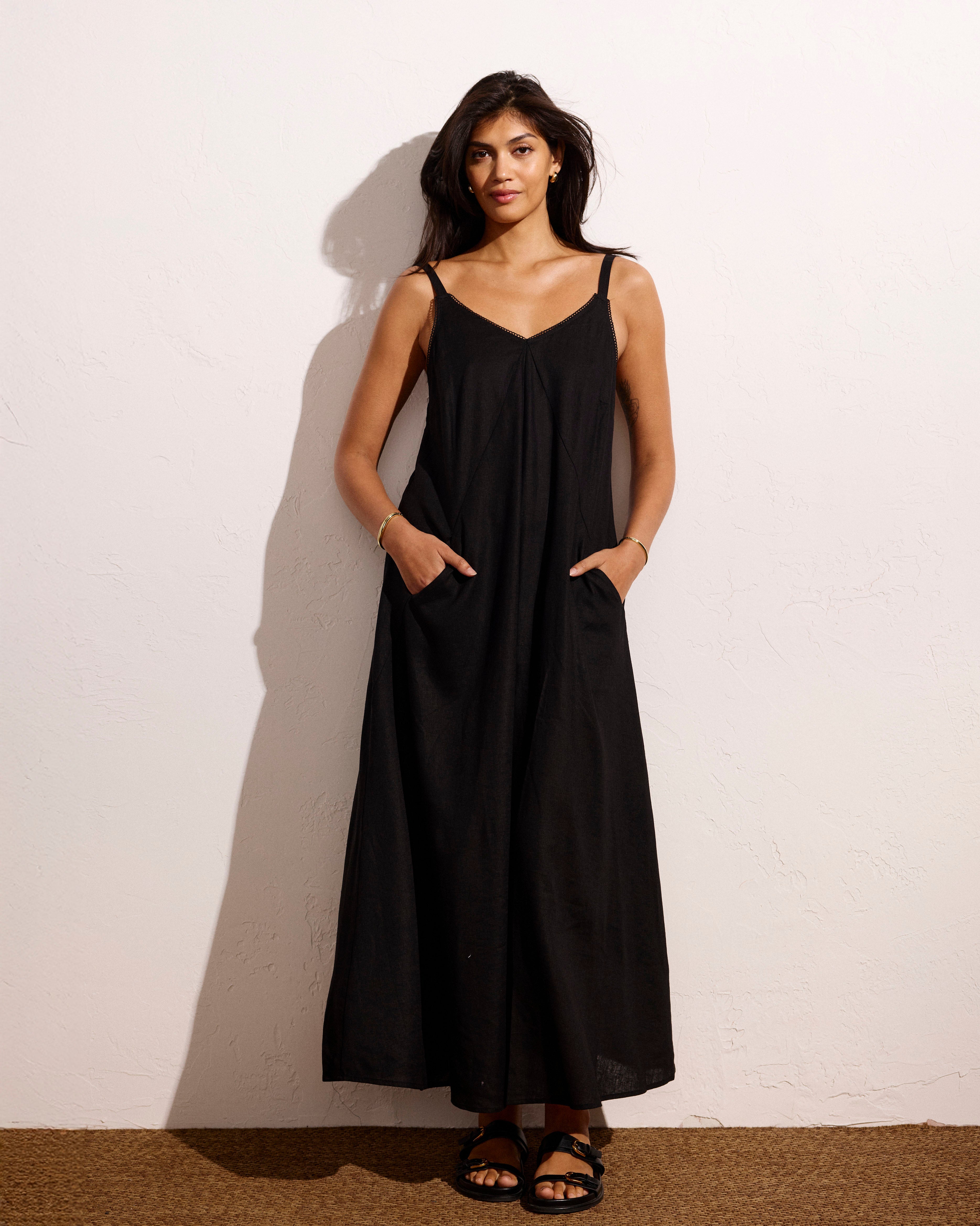 Kite Linen Blend Dress - Black