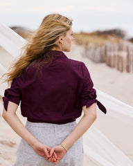 Luisa Short Sleeve Linen Blend Shirt - Acai