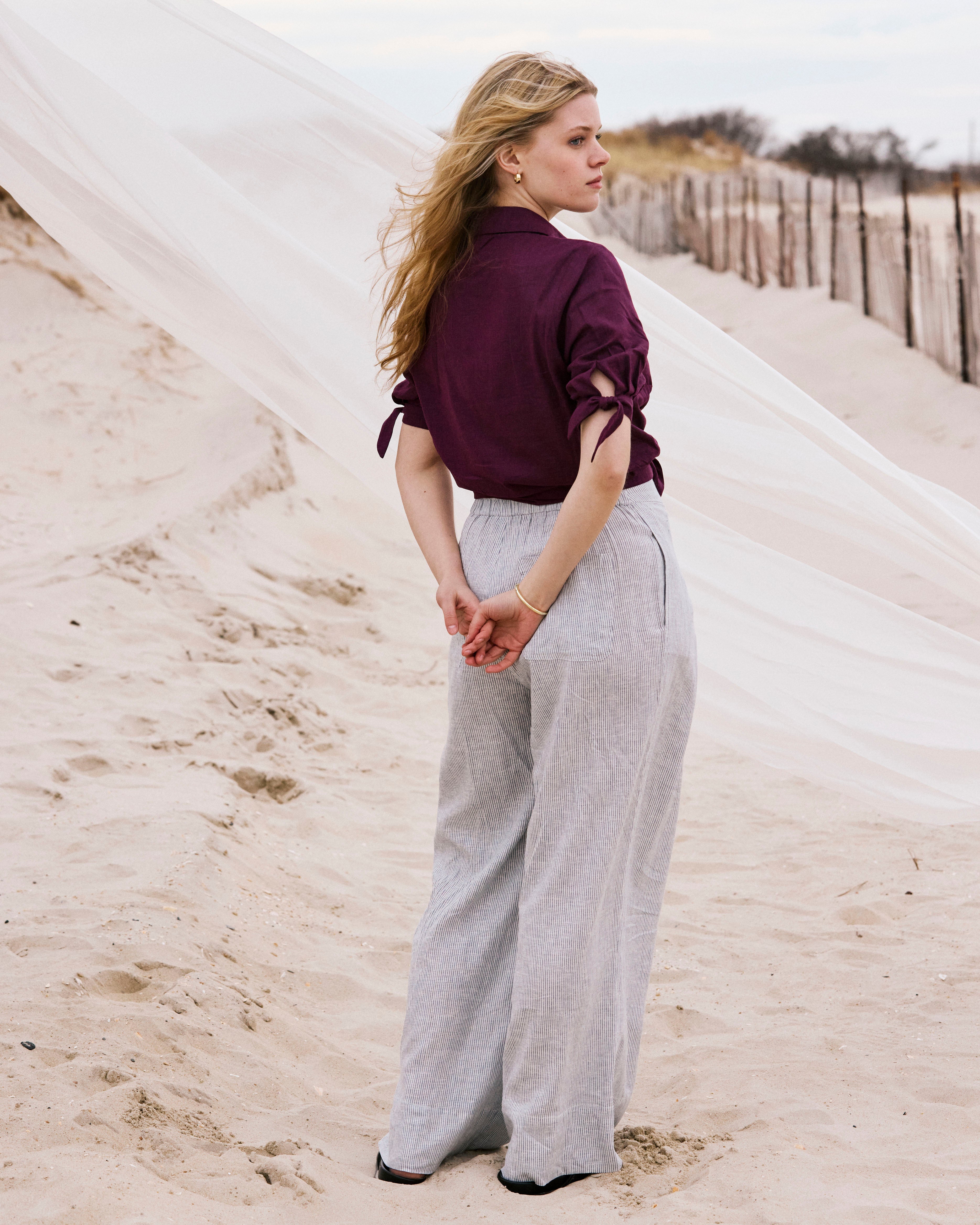 Luisa Short Sleeve Linen Blend Shirt - Acai