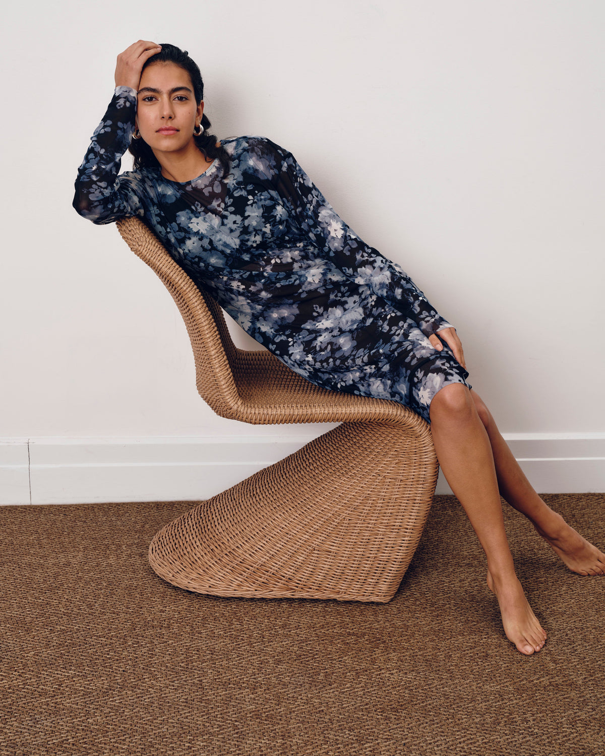Thames Fog Dress - Tumbling Bouquet Print