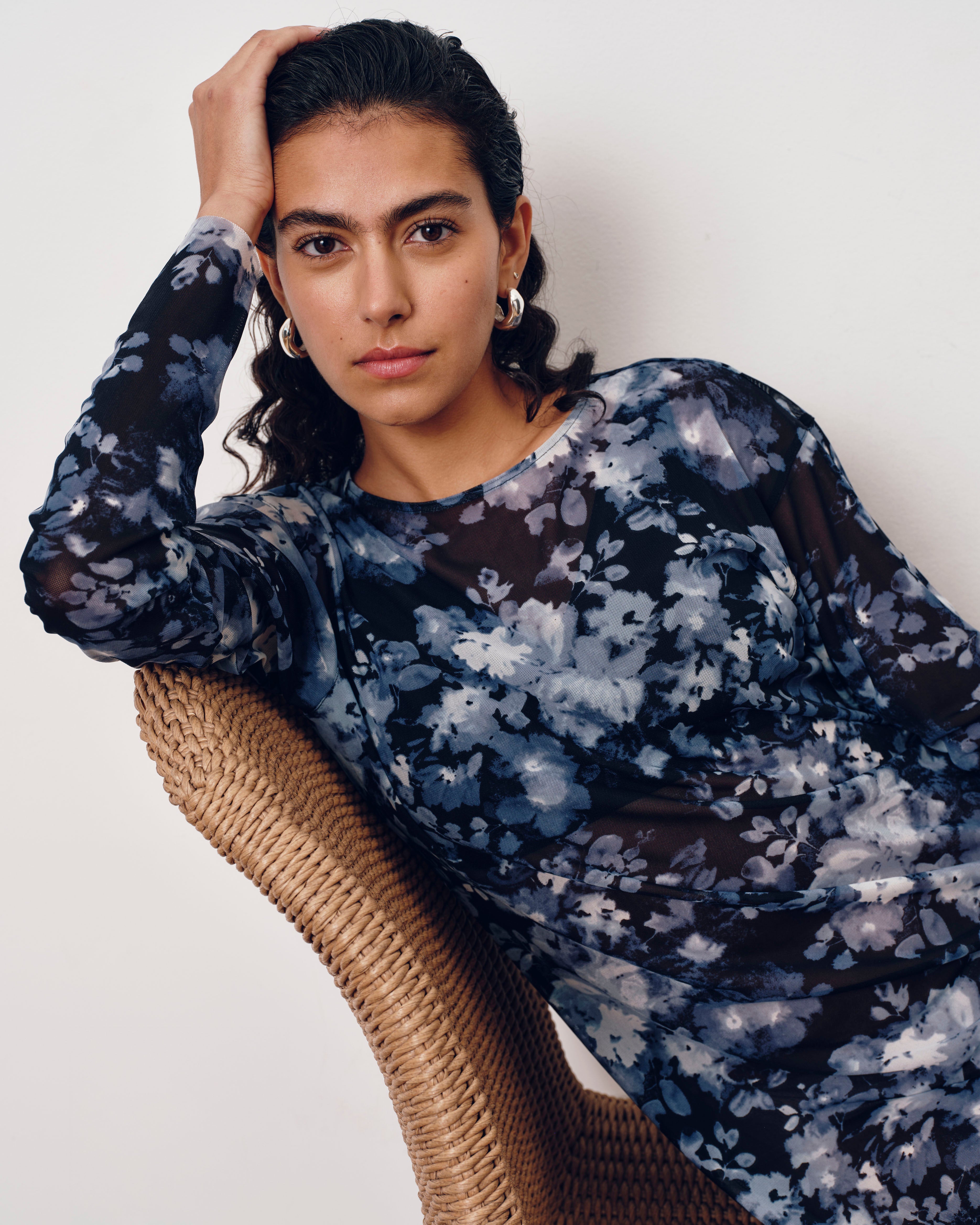 Thames Fog Dress - Tumbling Bouquet Print